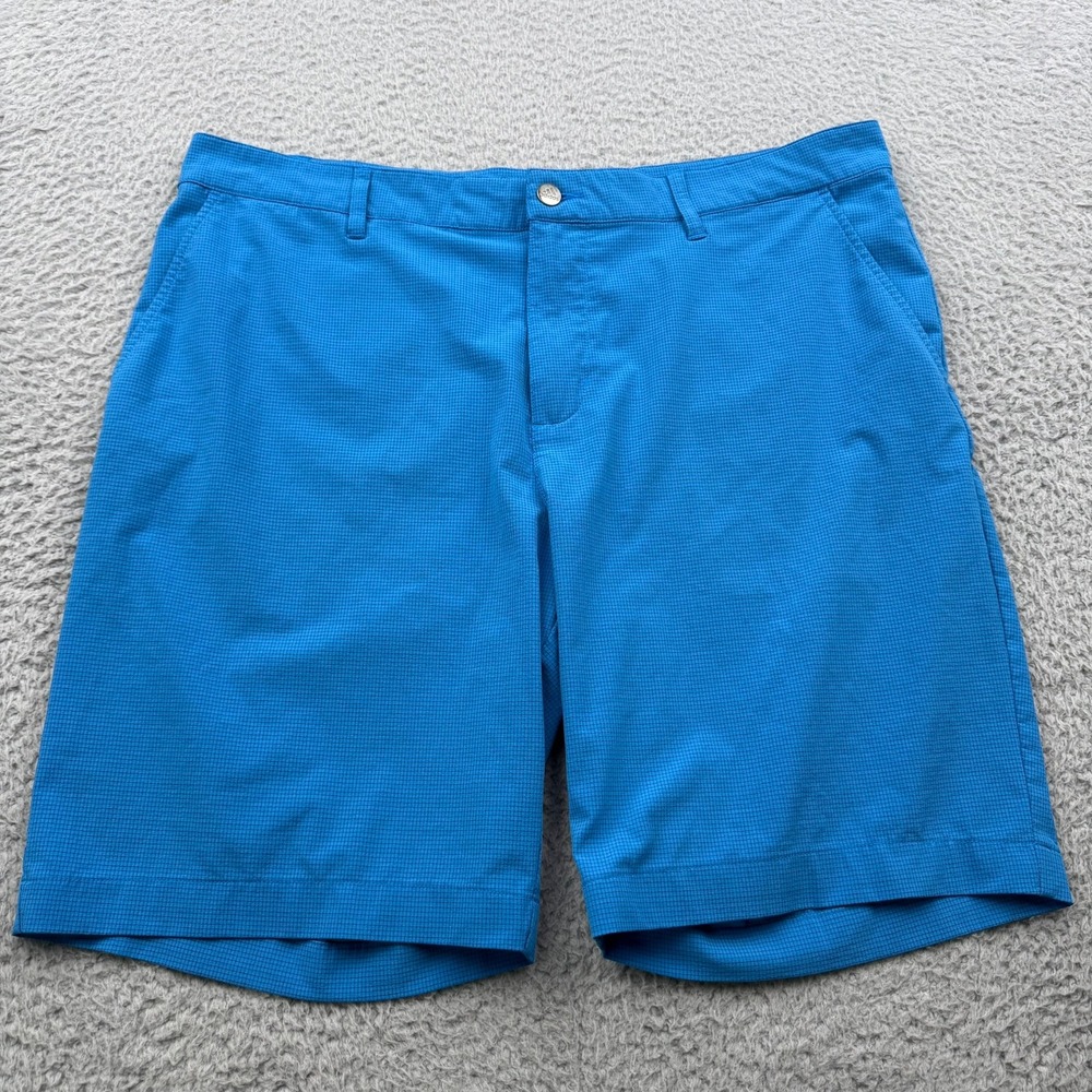 Adidas Golf Shorts Mens 38 Blue HEAT.RDY Micro Grid Performance Athletic